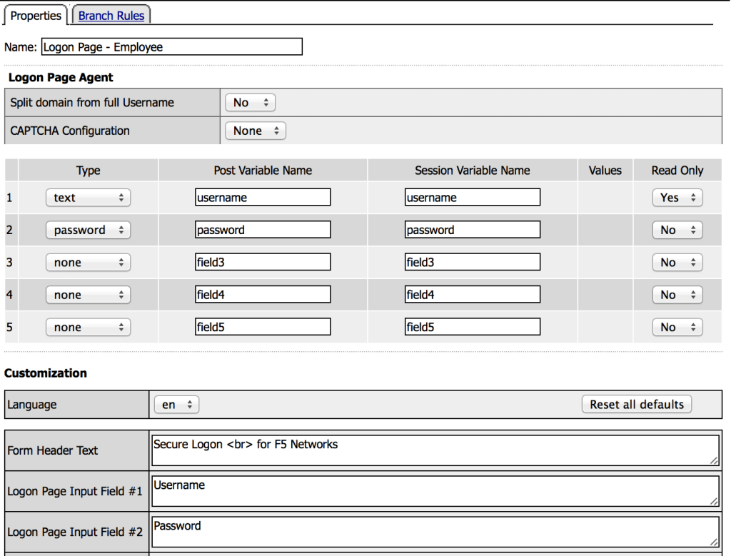 Employee Logon Page Action